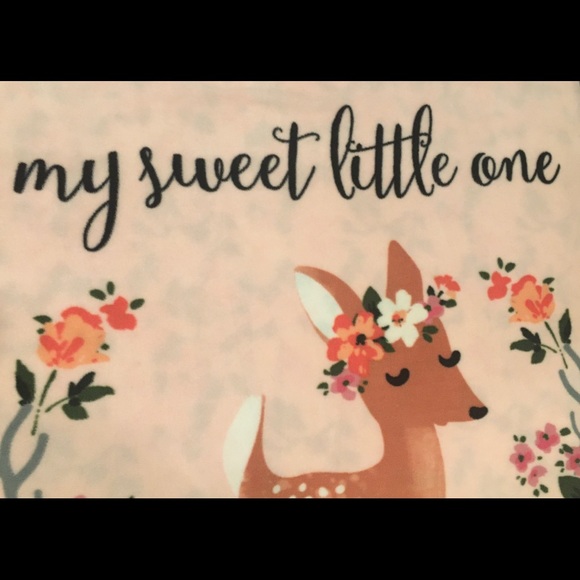 NEW!, Handmade Reversible Blanket, ‘My Sweet Little One’, Pink, Tan and Green - Picture 4 of 4